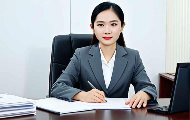 **Prompt:** A businesswoman in a modest business suit, sitting at a desk in a modern office in Ho Chi Minh City, Vietnam, fully clothed, appropriate attire, safe for work, perfect anatomy, natural proportions, professional photography, high quality.